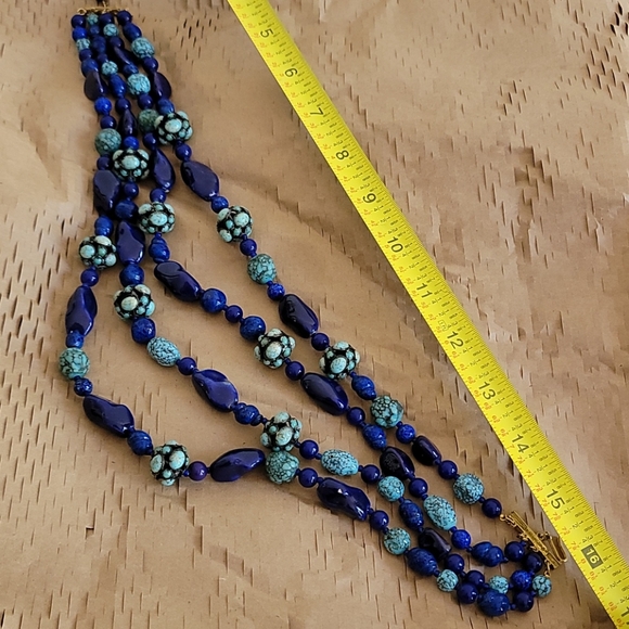 Vintage Blue and Turquoise 4 strand necklace - Picture 6 of 6